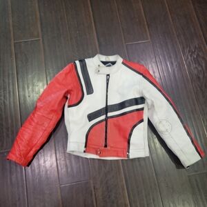 Mr Motorcycle Leather Motorcycle Jacket Red/white/black Medium